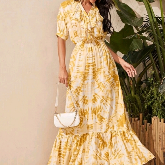 SHEIN Dresses & Skirts - NEW Yellow Tie Dye Maxi Dress